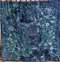 blue embroidered curtain