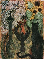 cats with sunflowers