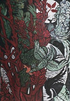 green faerie caught in a rose bush