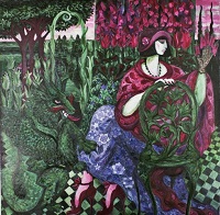 woman with a green dragon